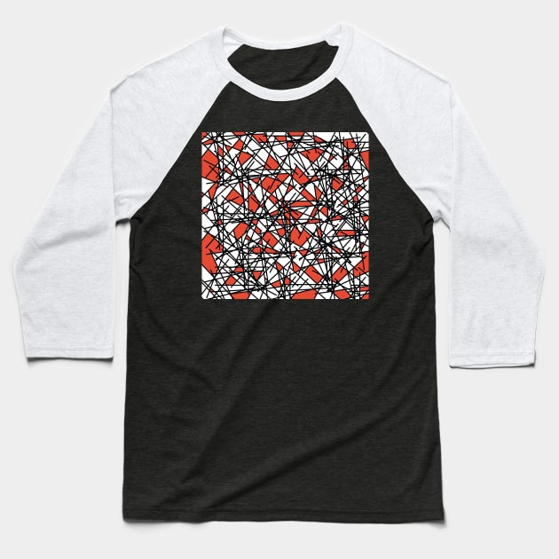 Orange 80s Memphis Shards Abstract Postmodern Pattern Baseball T-Shirt by BillingtonPix